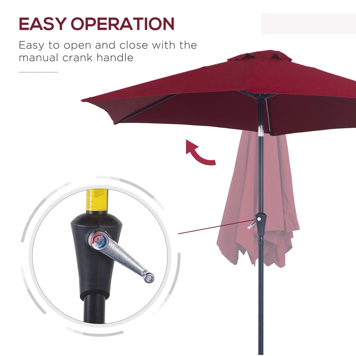 Outsunny Wine Red Tilting Parasol: Stylish Outdoor Sun Shade - ALL4U RETAILER LTD