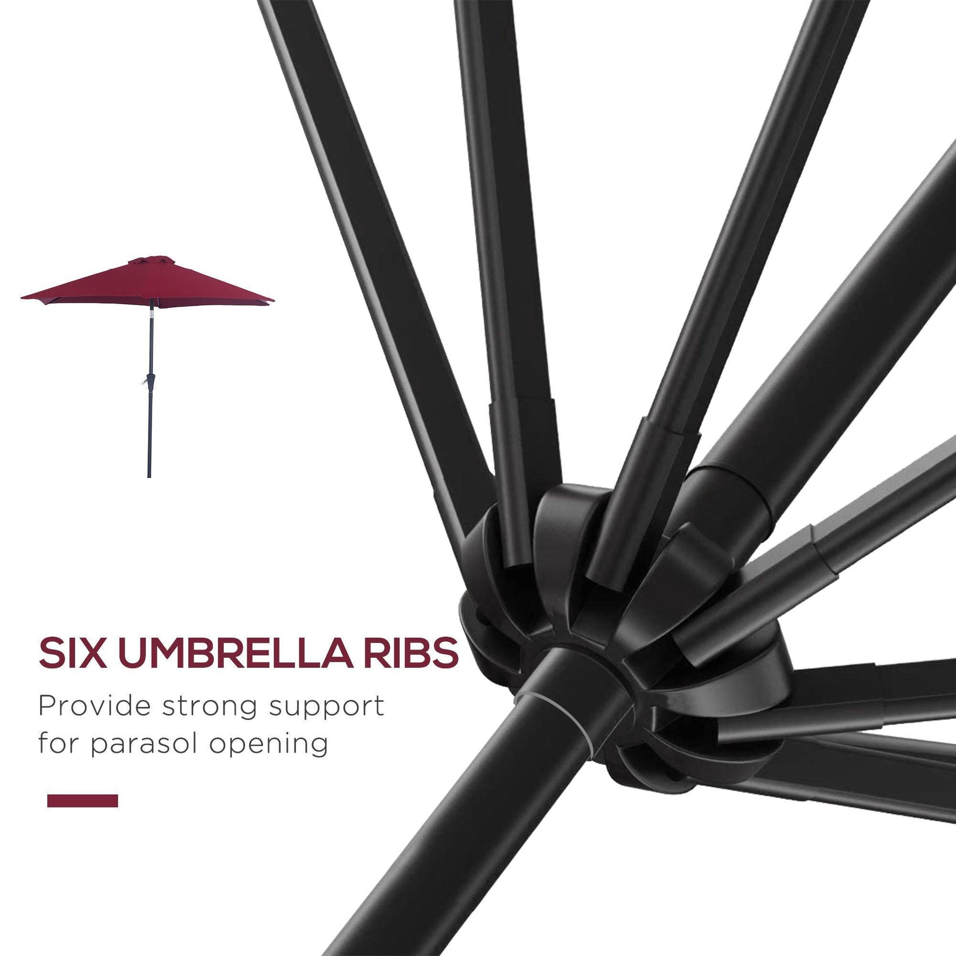 Outsunny Wine Red Tilting Parasol: Stylish Outdoor Sun Shade - ALL4U RETAILER LTD