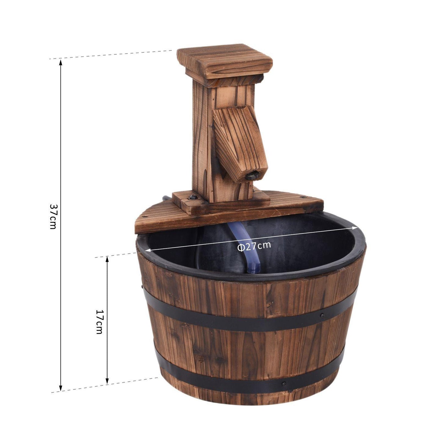 Outsunny Wood Barrel Pump Water Fountain - Electric Garden Feature - ALL4U RETAILER LTD