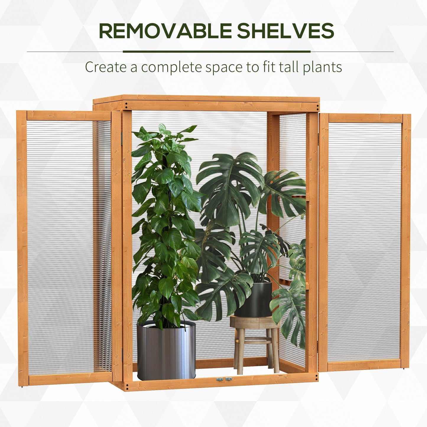 Outsunny Wood Greenhouse with Storage Shelf for Plants - ALL4U RETAILER LTD