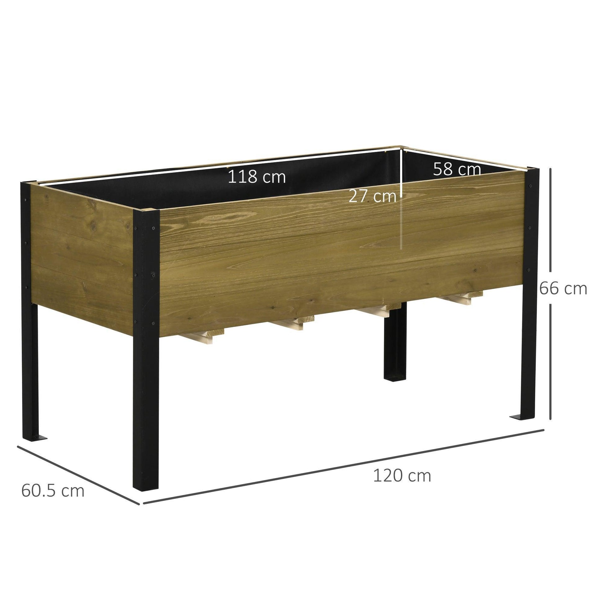 Outsunny Wood Planter Box with Metal Legs - 120x60cm - ALL4U RETAILER LTD