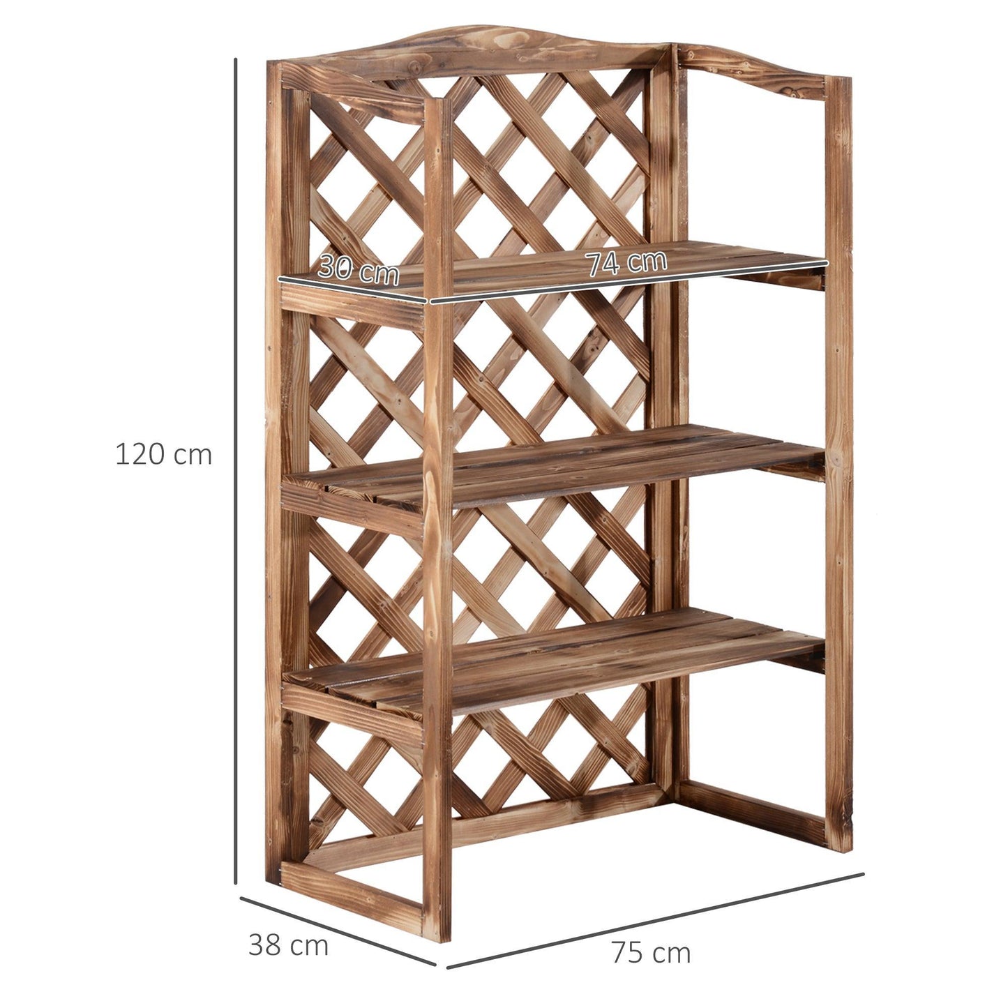 Outsunny Wooden 3-Tier Flower Stand - Display Rack with Storage - ALL4U RETAILER LTD