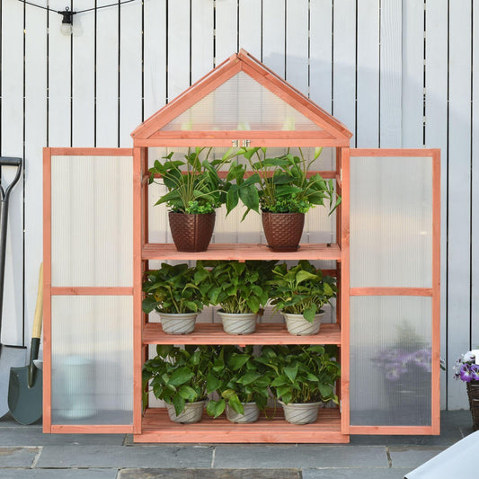 Outsunny Wooden Cold Frame Greenhouse - Adjustable Shelves - ALL4U RETAILER LTD