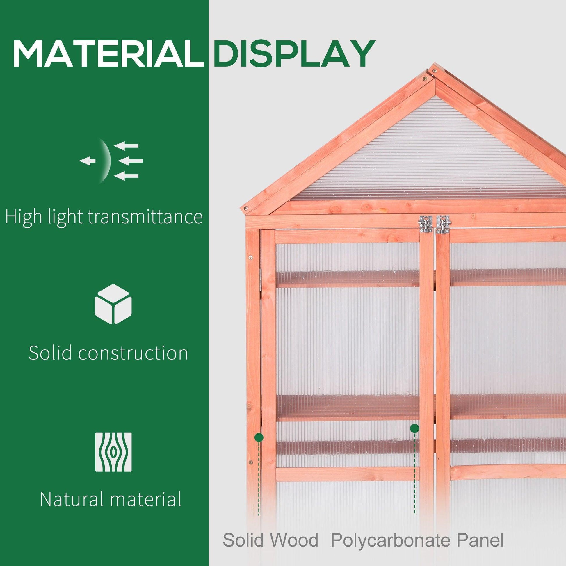 Outsunny Wooden Cold Frame Greenhouse - Adjustable Shelves - ALL4U RETAILER LTD