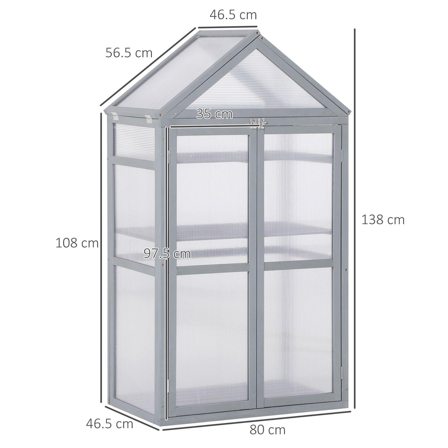 Outsunny Wooden Cold Frame Greenhouse - Grey (60x47x138cm) - ALL4U RETAILER LTD