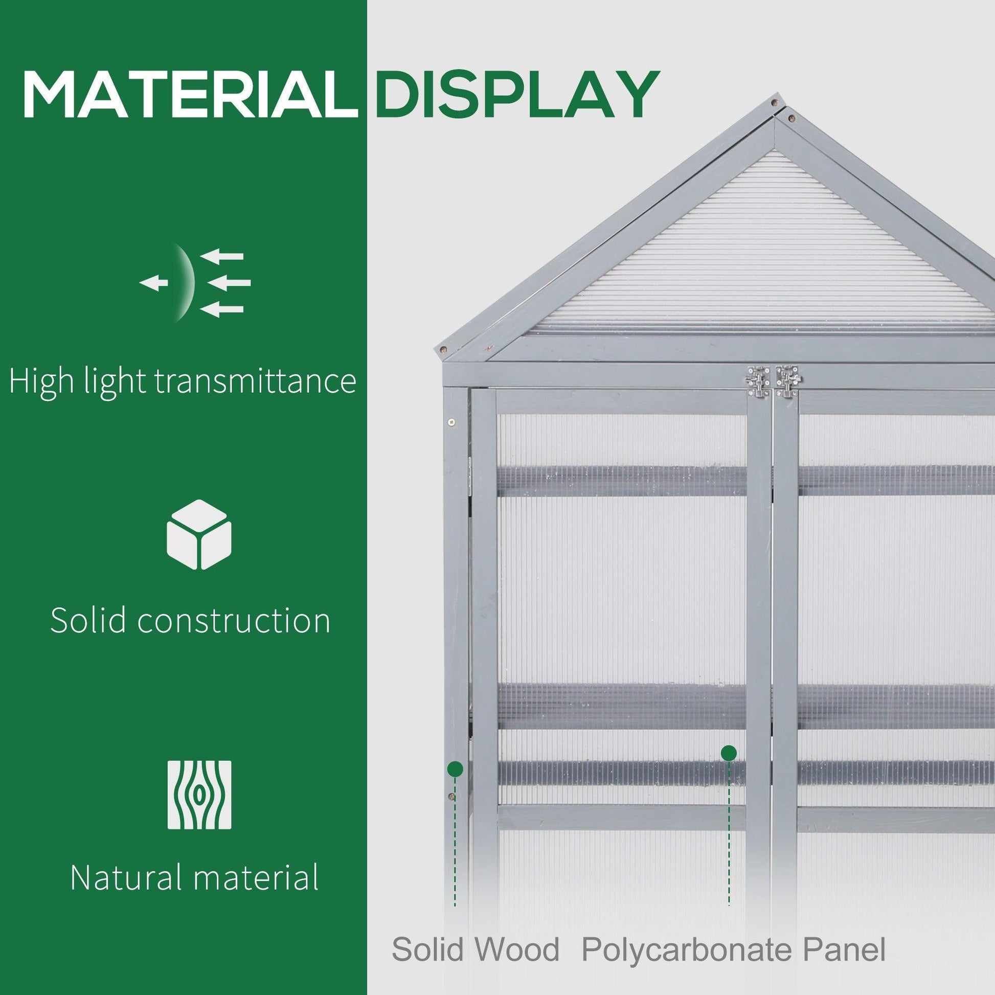 Outsunny Wooden Cold Frame Greenhouse - Grey (60x47x138cm) - ALL4U RETAILER LTD