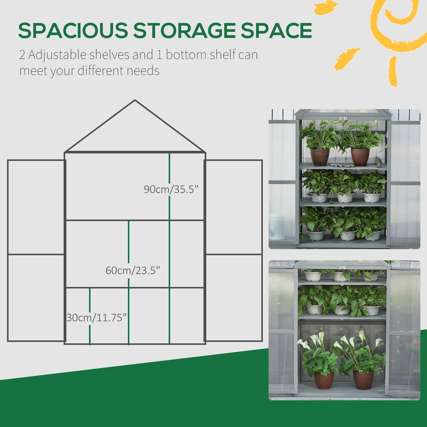 Outsunny Wooden Cold Frame Greenhouse - Grey (60x47x138cm) - ALL4U RETAILER LTD