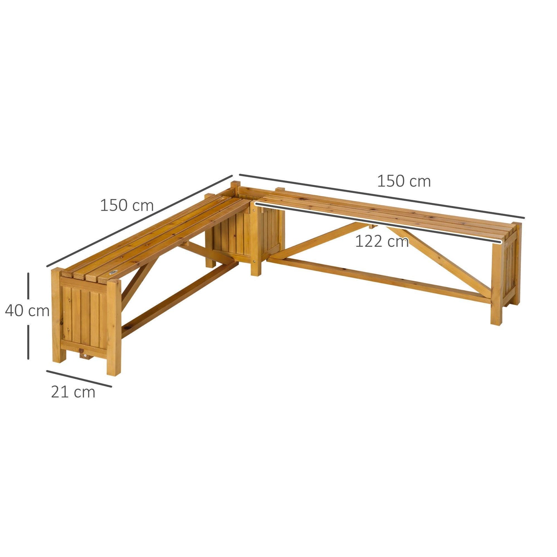 Outsunny Wooden Corner Bench with Planter: Patio & Deck Seating - ALL4U RETAILER LTD