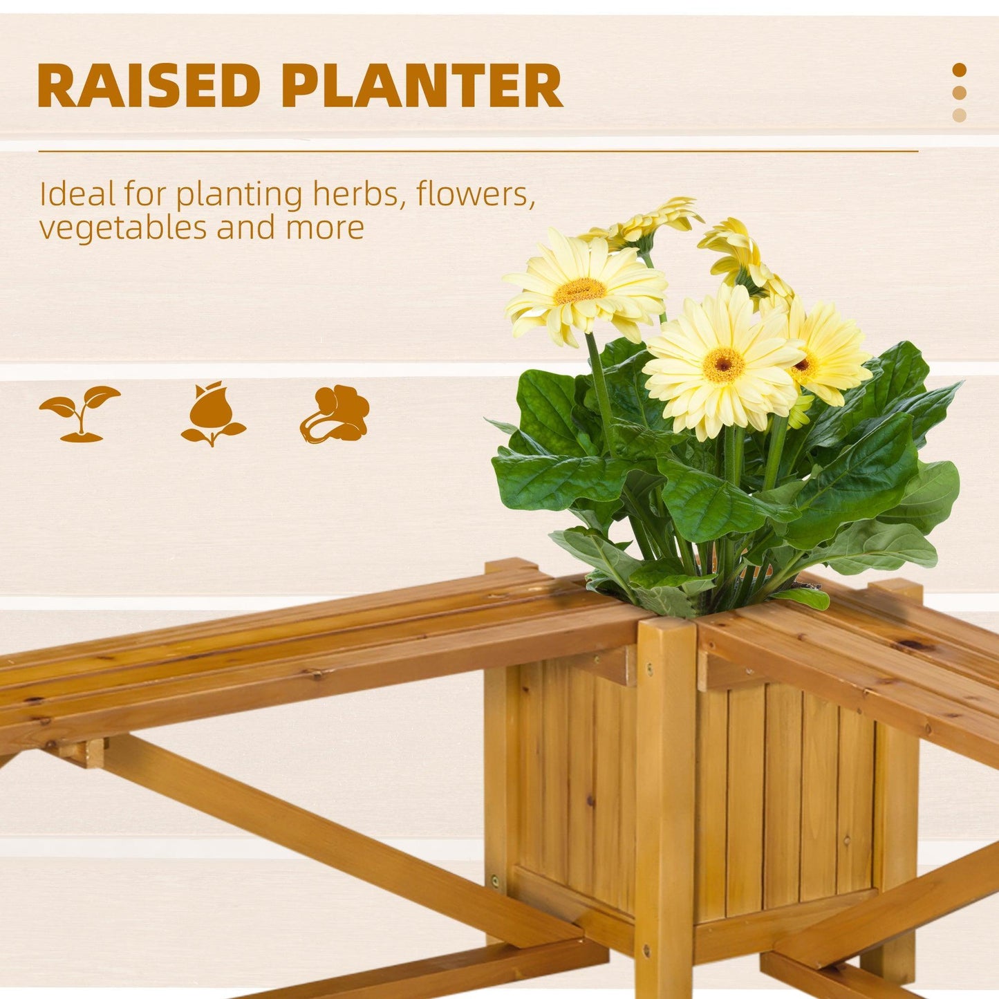 Outsunny Wooden Corner Bench with Planter: Patio & Deck Seating - ALL4U RETAILER LTD