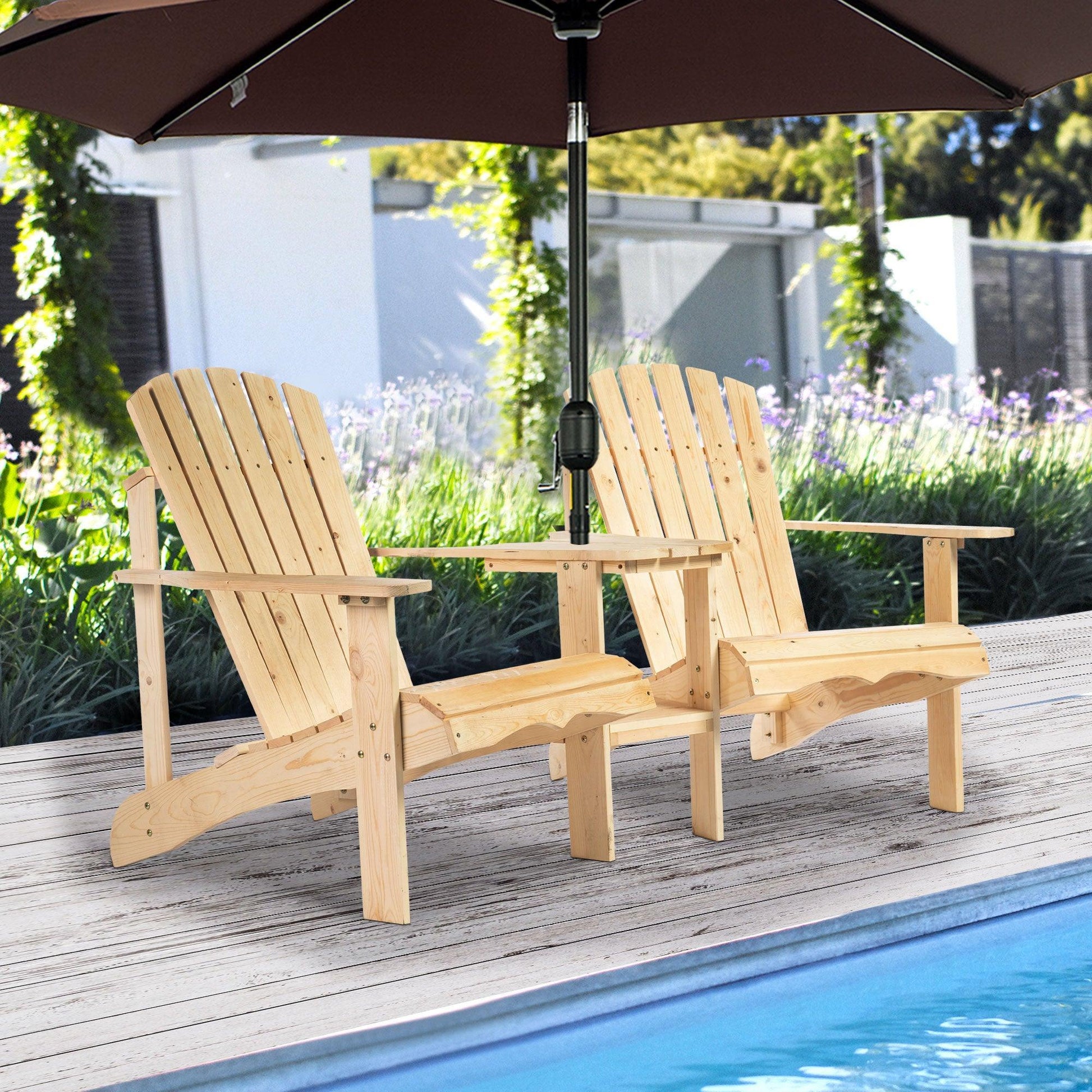 Outsunny Wooden Double Adirondack Loveseat Set: Patio Relaxation - ALL4U RETAILER LTD