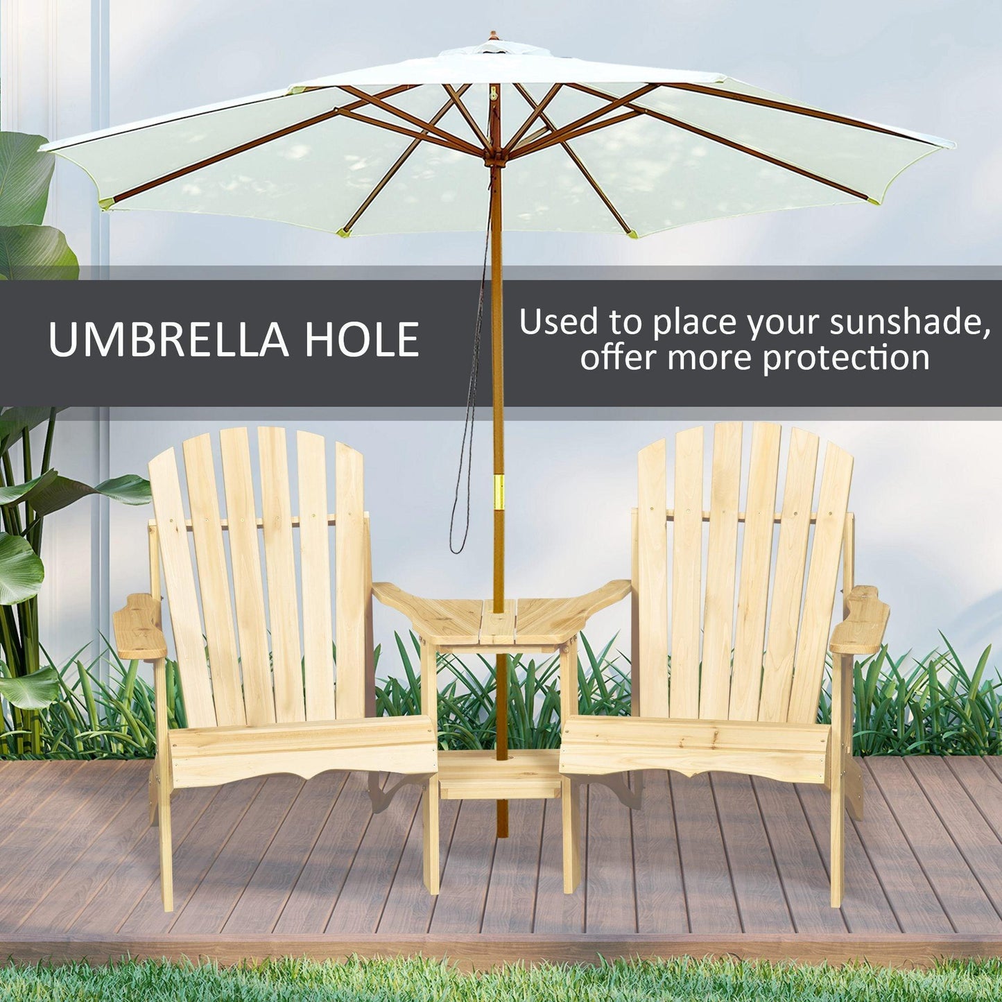 Outsunny Wooden Double Adirondack Loveseat Set: Patio Relaxation - ALL4U RETAILER LTD