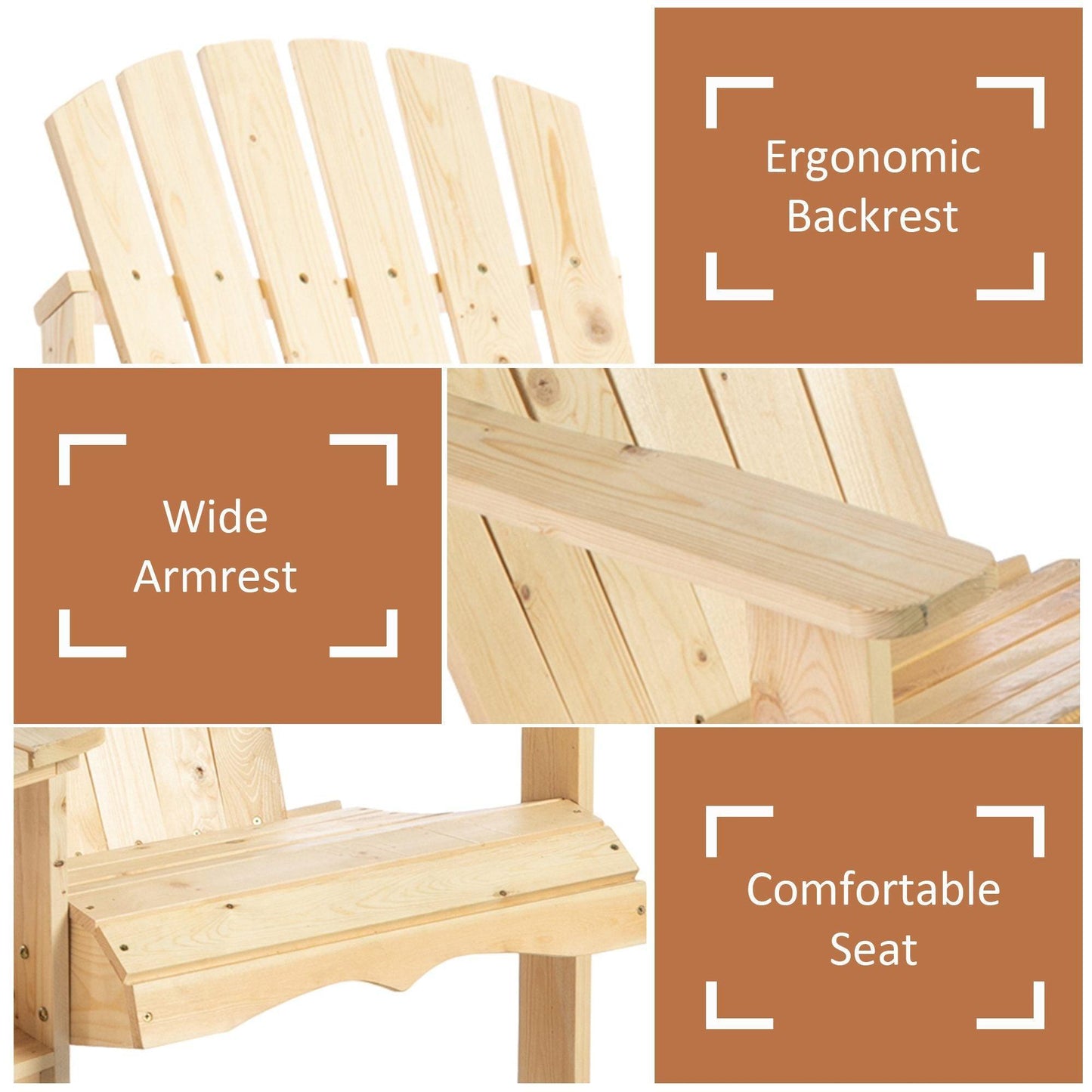 Outsunny Wooden Double Adirondack Loveseat Set: Patio Relaxation - ALL4U RETAILER LTD