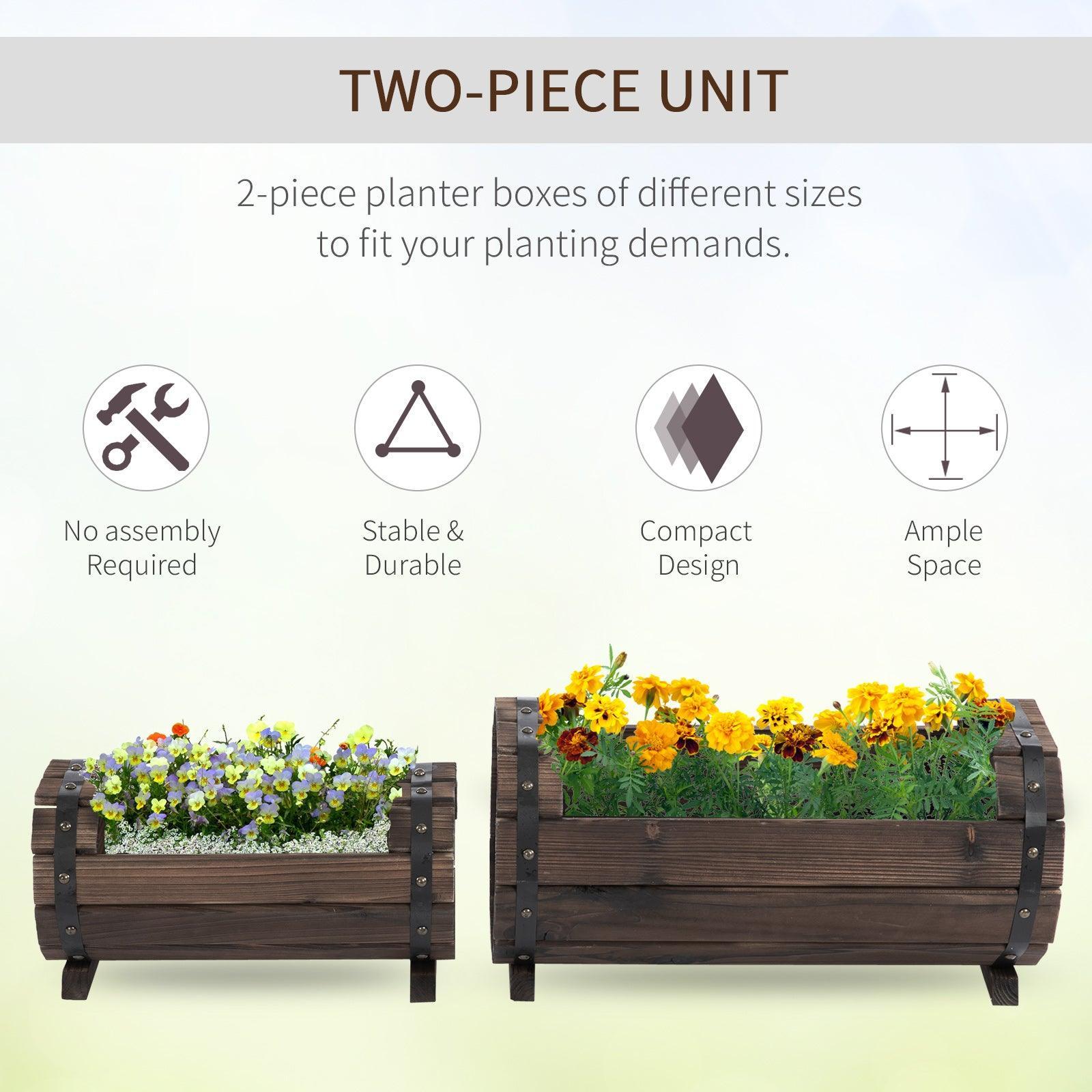 Outsunny Wooden Flower Planters - Outdoor & Indoor Pot - ALL4U RETAILER LTD