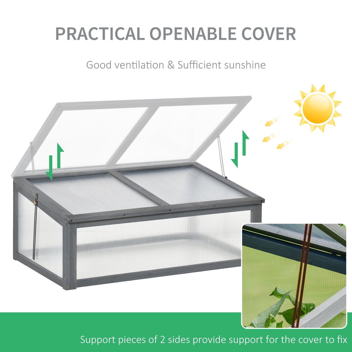 Outsunny Wooden Framed Outdoor Greenhouse with Openable Top - ALL4U RETAILER LTD