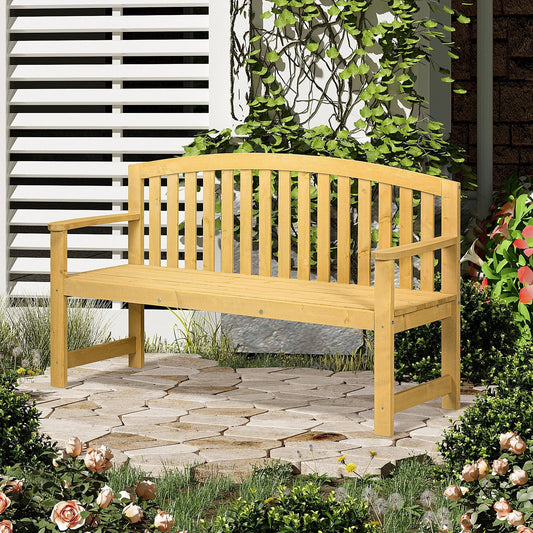 Outsunny Wooden Garden Bench - 2 Seater Outdoor Chair - ALL4U RETAILER LTD