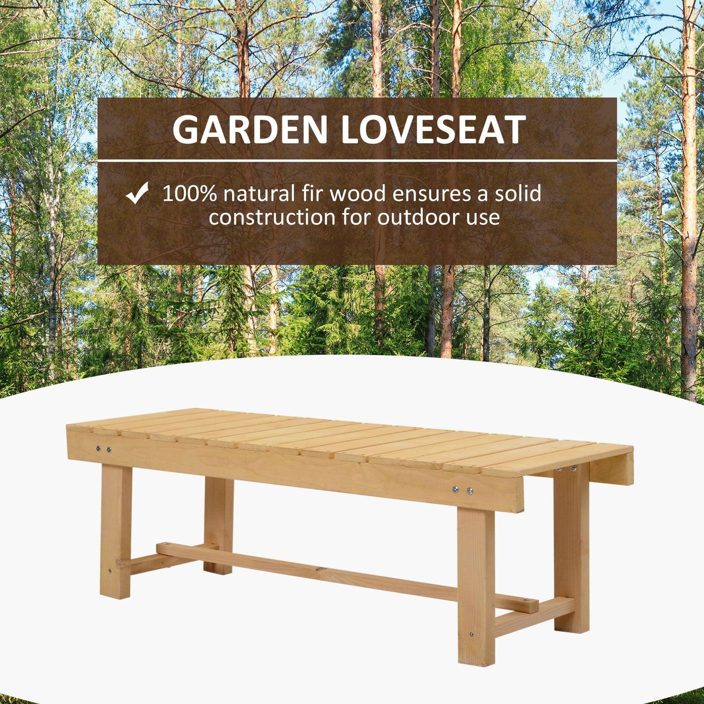 Outsunny Wooden Garden Bench - Outdoor Loveseat, 2-Seater - ALL4U RETAILER LTD