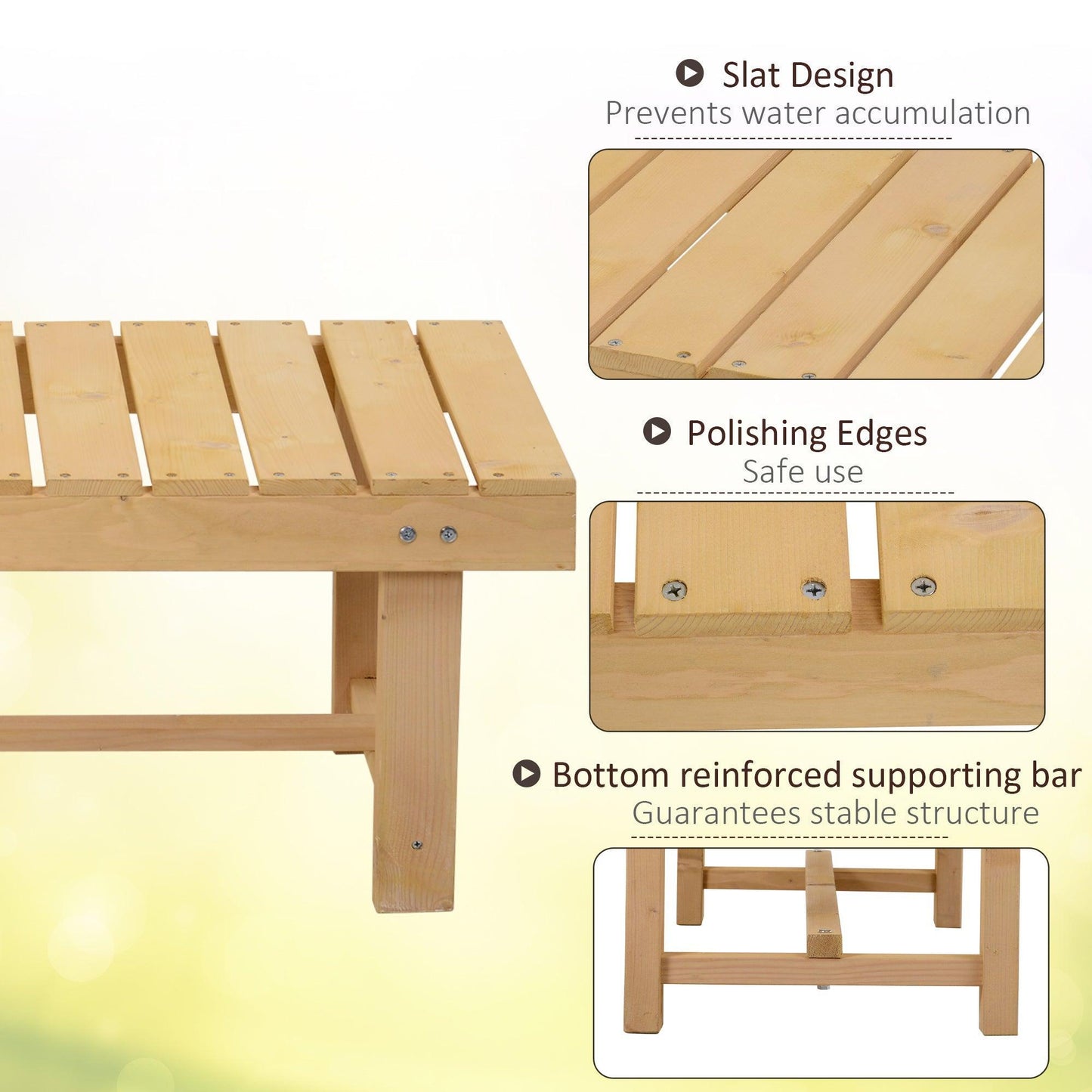 Outsunny Wooden Garden Bench - Outdoor Loveseat, 2-Seater - ALL4U RETAILER LTD