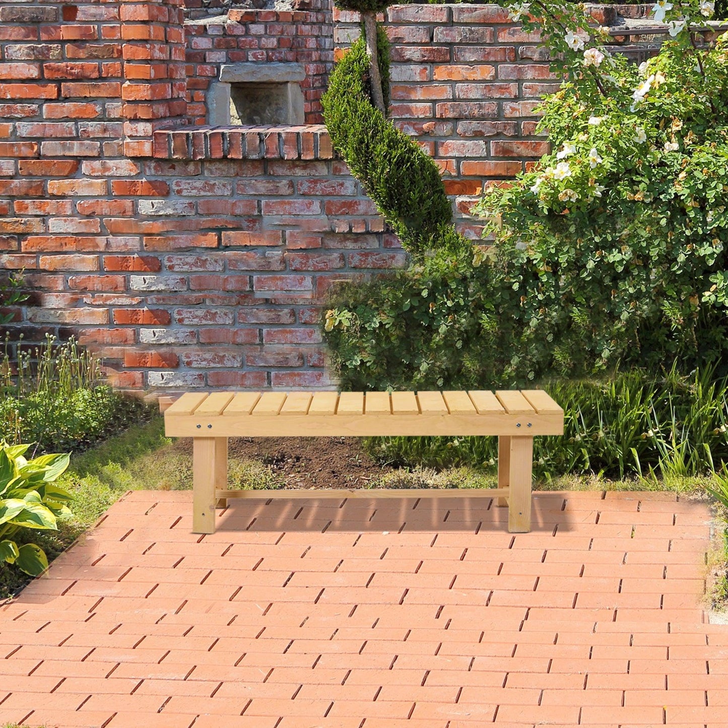 Outsunny Wooden Garden Bench - Outdoor Loveseat, 2-Seater - ALL4U RETAILER LTD