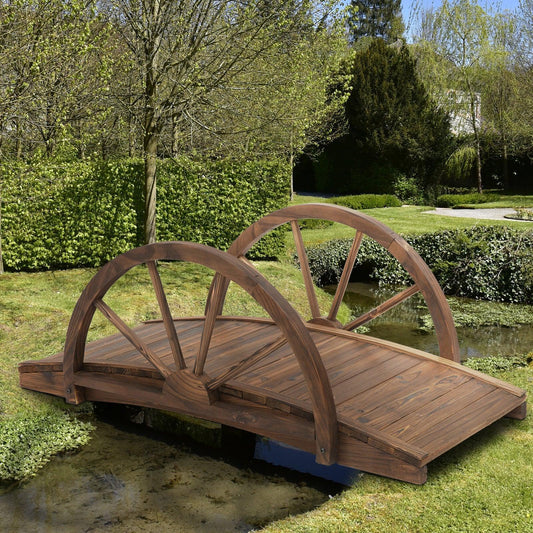 Outsunny Wooden Garden Bridge - Elegant Pond Walkway and Yard Decor - ALL4U RETAILER LTD
