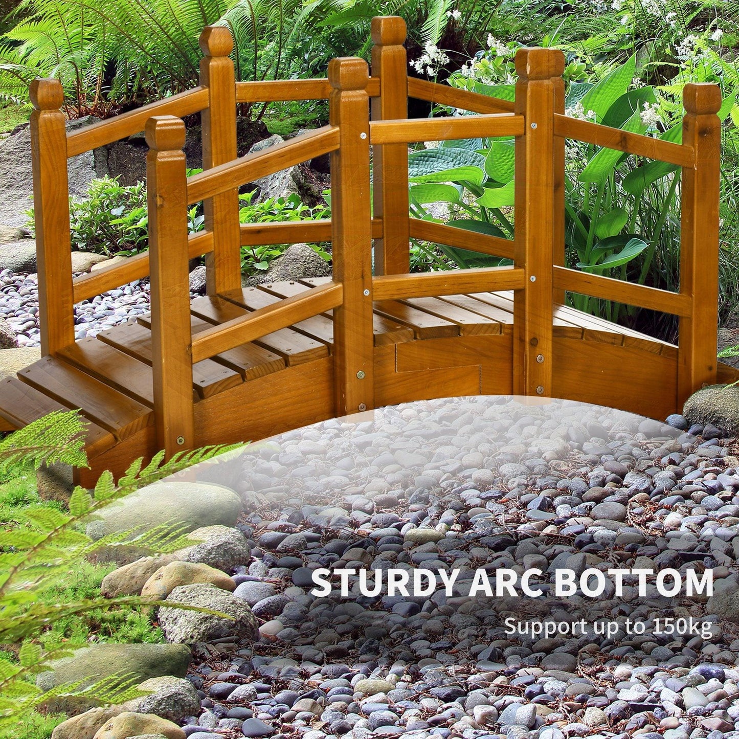 Outsunny Wooden Garden Bridge - Safe Arc Footbridge - ALL4U RETAILER LTD