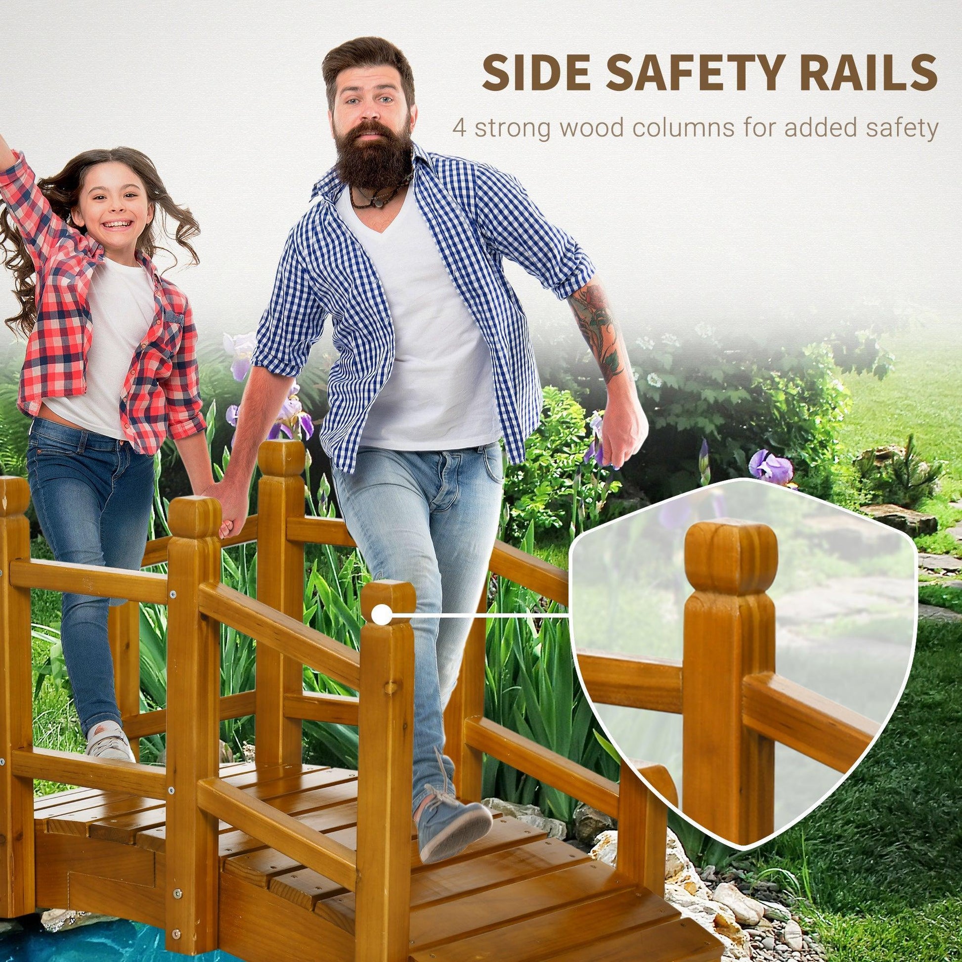 Outsunny Wooden Garden Bridge - Safe Arc Footbridge - ALL4U RETAILER LTD