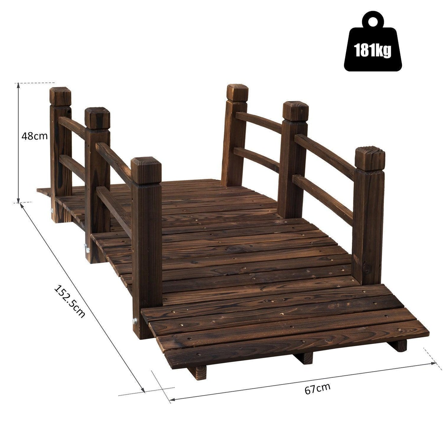 Outsunny Wooden Garden Bridge: Stained Finish - ALL4U RETAILER LTD