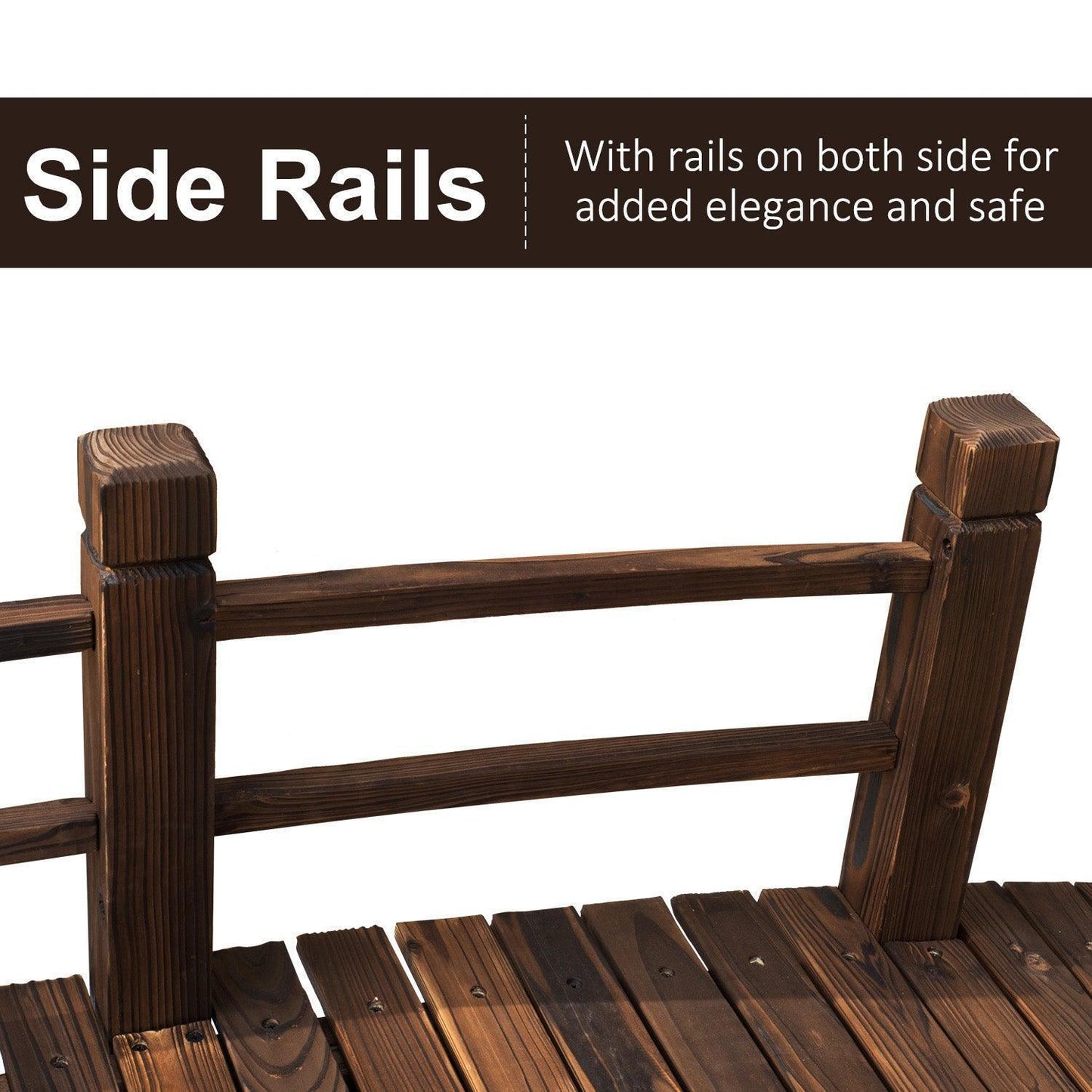 Outsunny Wooden Garden Bridge: Stained Finish - ALL4U RETAILER LTD