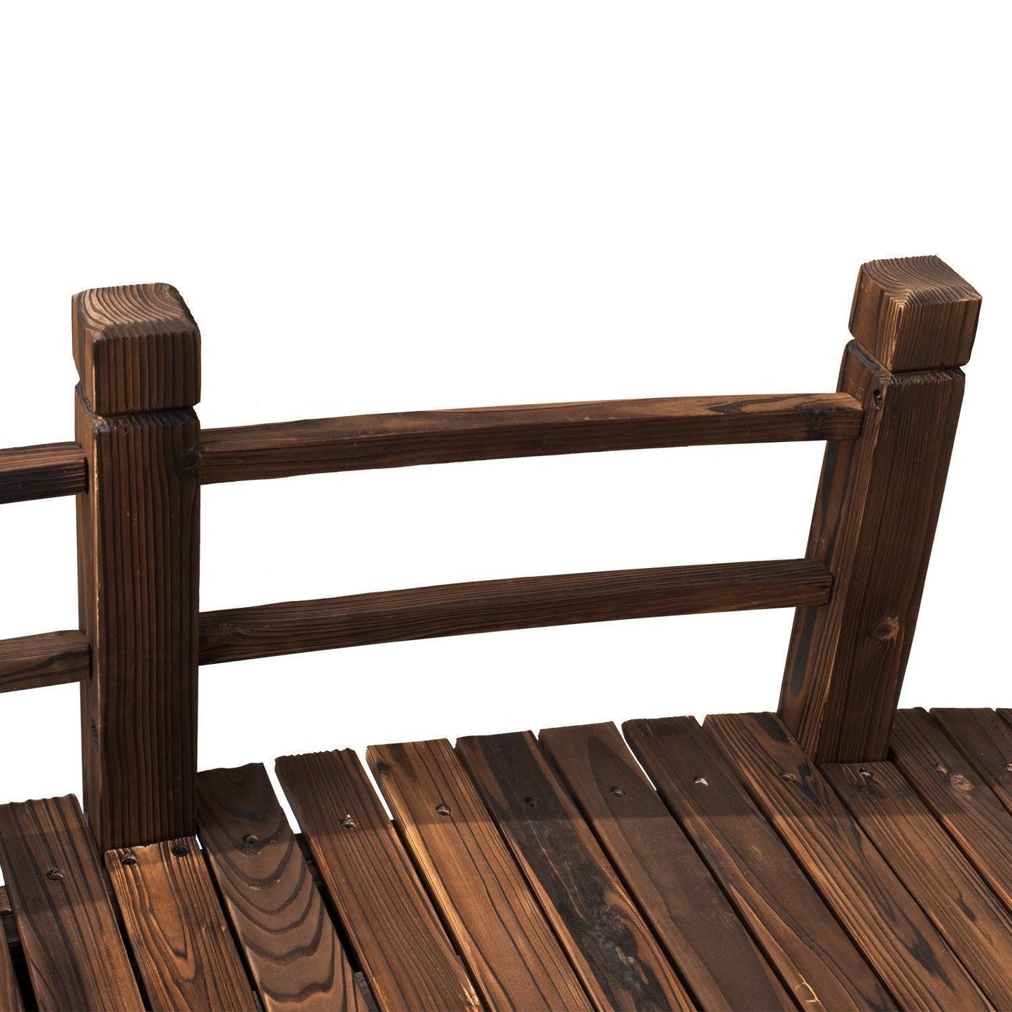 Outsunny Wooden Garden Bridge: Stained Finish - ALL4U RETAILER LTD