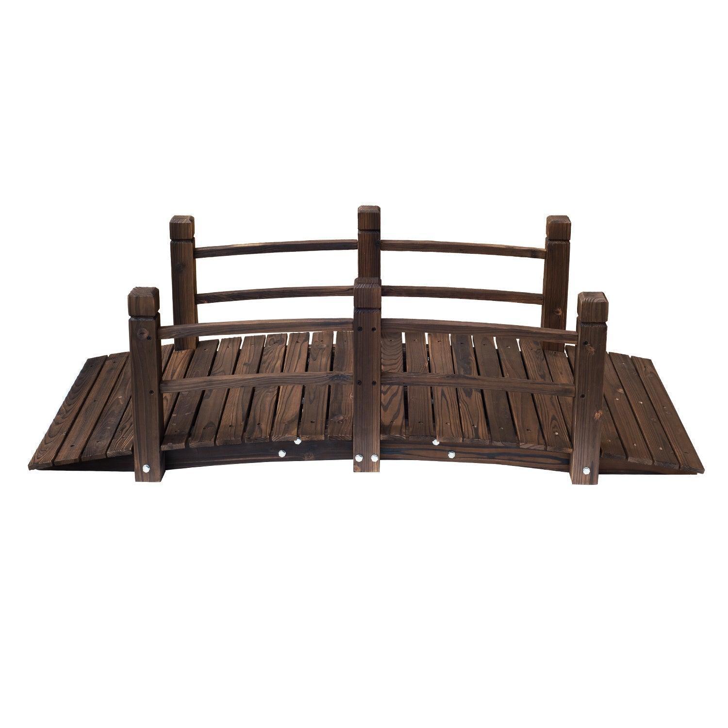 Outsunny Wooden Garden Bridge: Stained Finish - ALL4U RETAILER LTD