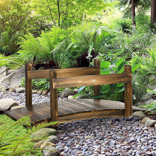Outsunny Wooden Garden Bridge with Planters for Pond or Stream - ALL4U RETAILER LTD