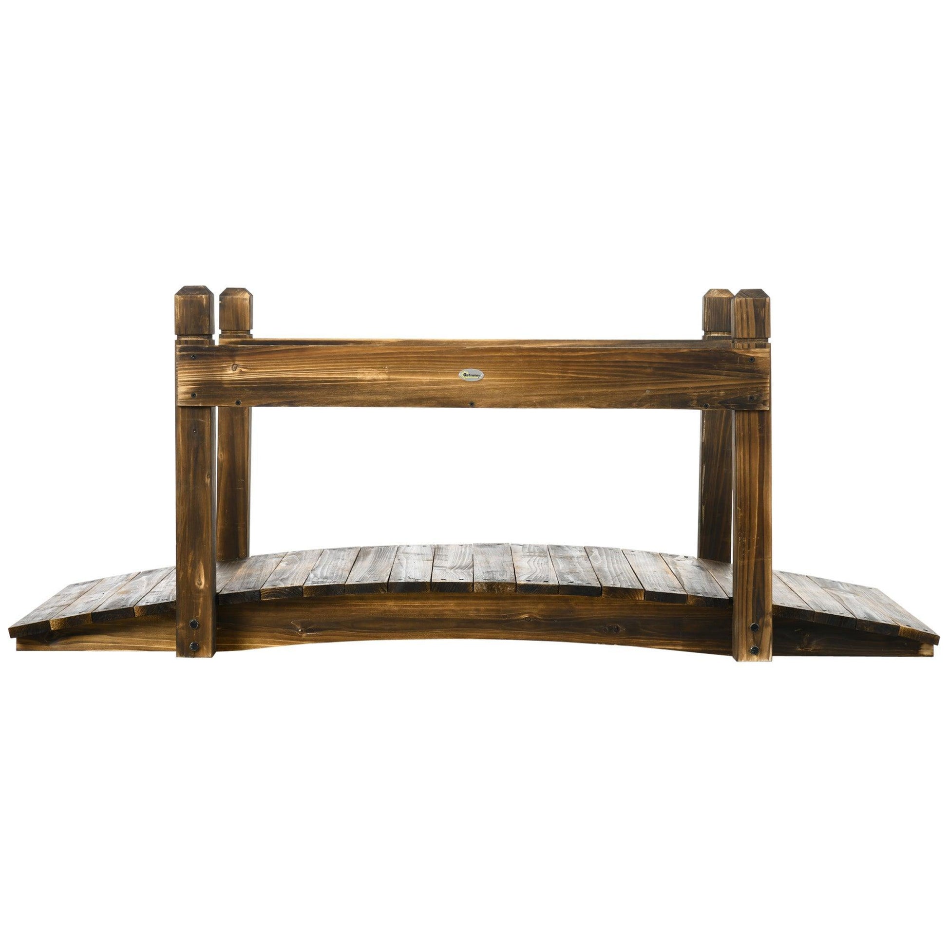 Outsunny Wooden Garden Bridge with Planters for Pond or Stream - ALL4U RETAILER LTD