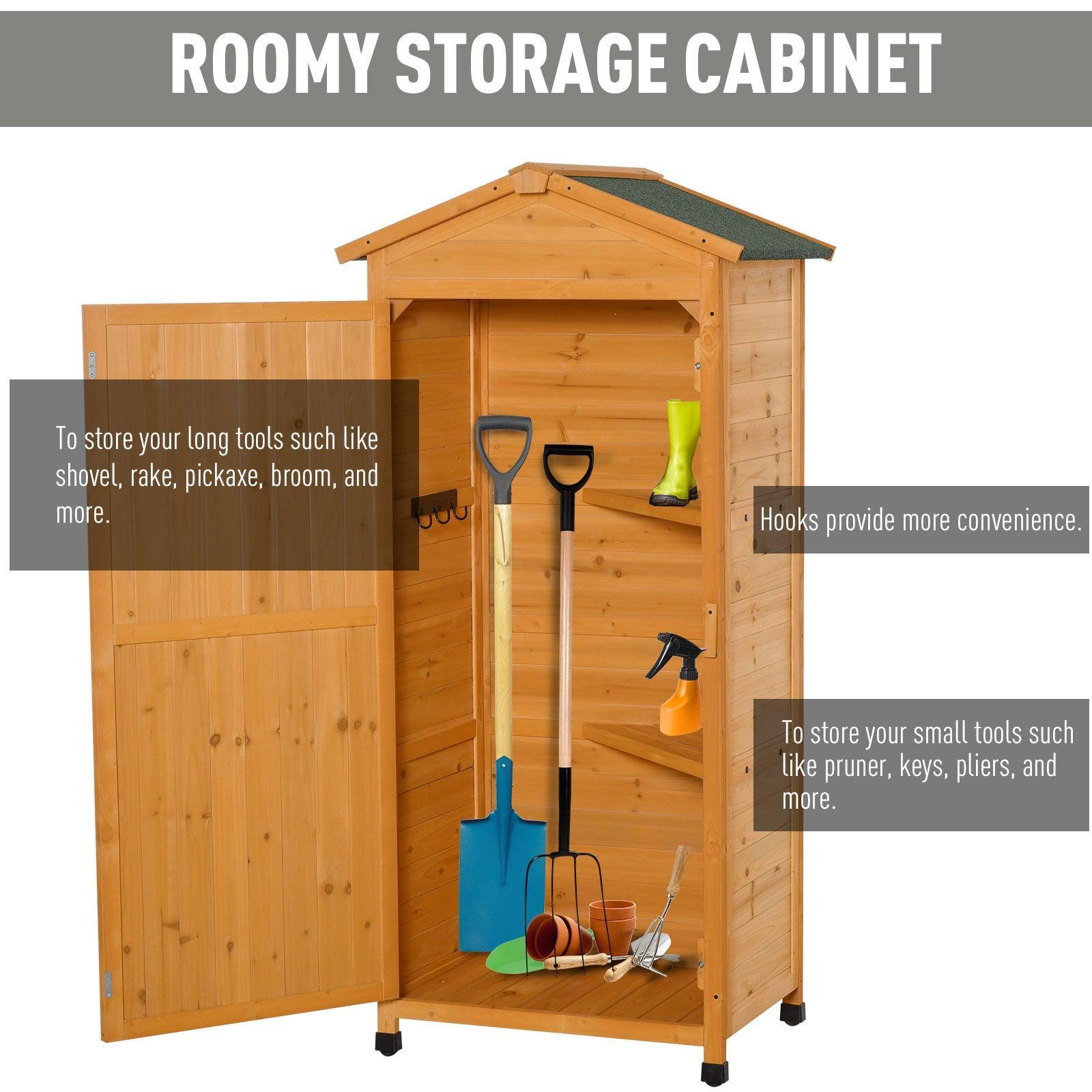 Outsunny Wooden Garden Cabinet - 3-Tier Storage Shed - ALL4U RETAILER LTD