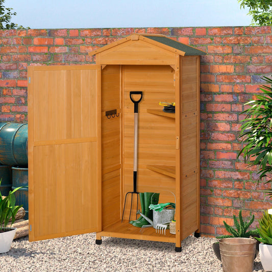 Outsunny Wooden Garden Cabinet - 3-Tier Storage Shed - ALL4U RETAILER LTD