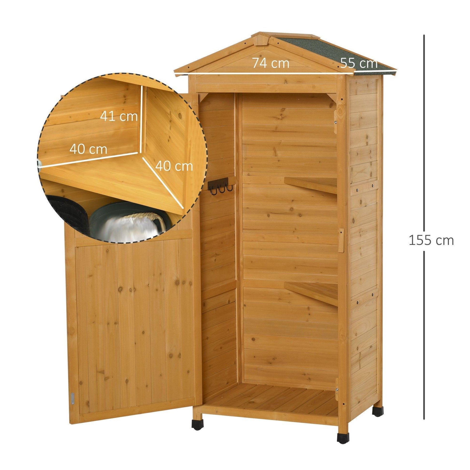 Outsunny Wooden Garden Cabinet - 3-Tier Storage Shed - ALL4U RETAILER LTD