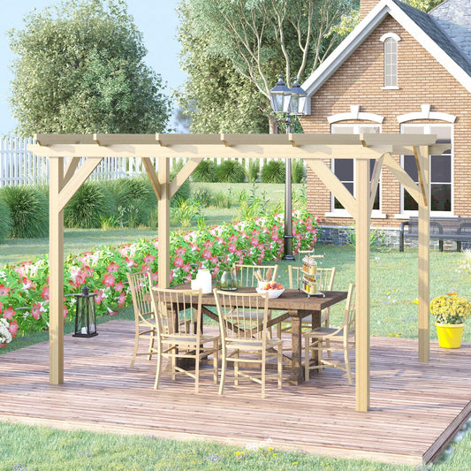 Outsunny Wooden Garden Pergola Kit for Climbing Vines - 3.6 x 3(m) - ALL4U RETAILER LTD