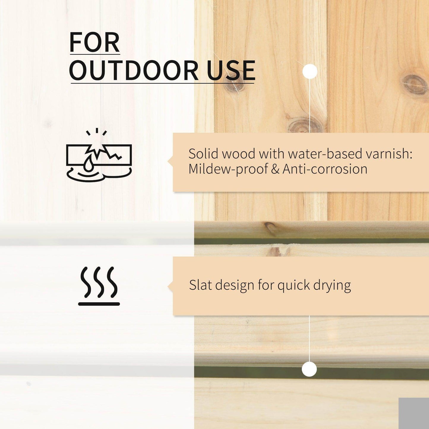 Outsunny Wooden Garden Planter & Bench Combo - Natural (176x38x40cm) - ALL4U RETAILER LTD