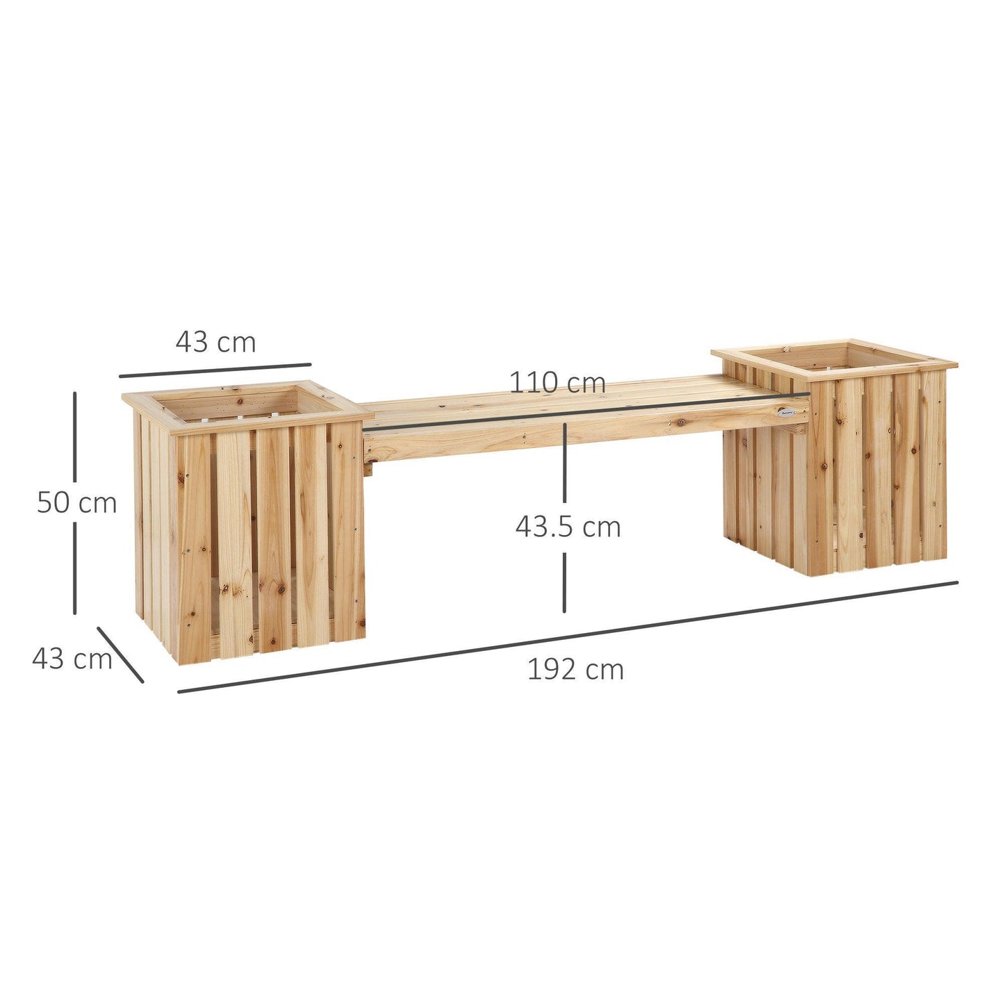 Outsunny Wooden Garden Planter & Bench Combo - Natural - ALL4U RETAILER LTD