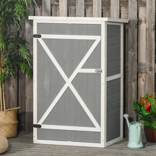Outsunny Wooden Garden Shed with Shelves - 75x56x115cm - ALL4U RETAILER LTD