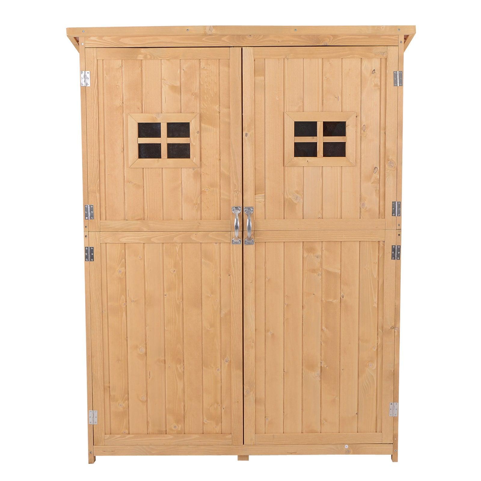 Outsunny Wooden Garden Shed with Shelves, Windows - 60x50x164cm - ALL4U RETAILER LTD