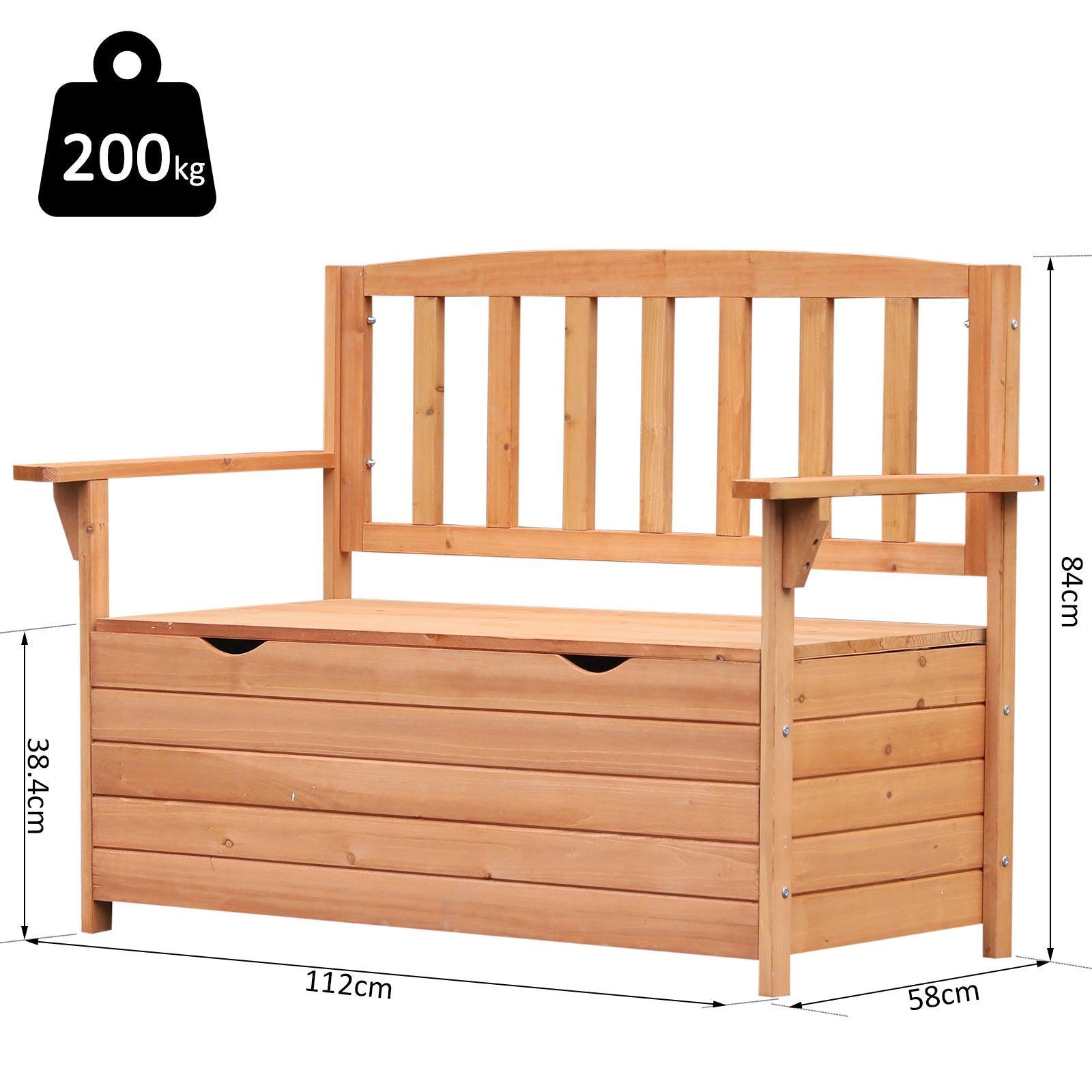 Outsunny Wooden Garden Storage Bench - Weatherproof Outdoor Patio Box - ALL4U RETAILER LTD