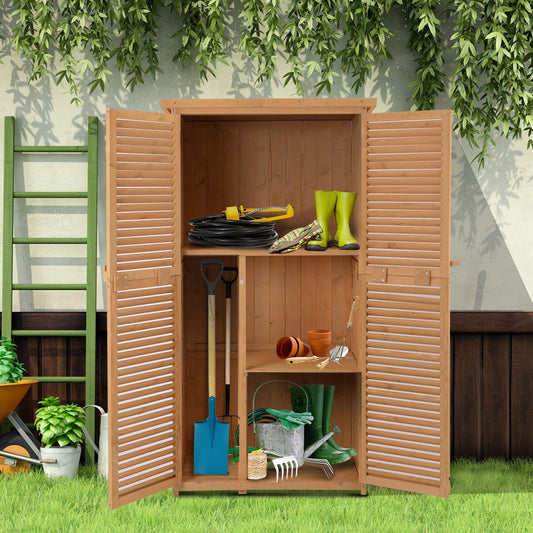 Outsunny Wooden Garden Storage Shed - Asphalt Roof, Lockable Doors - ALL4U RETAILER LTD