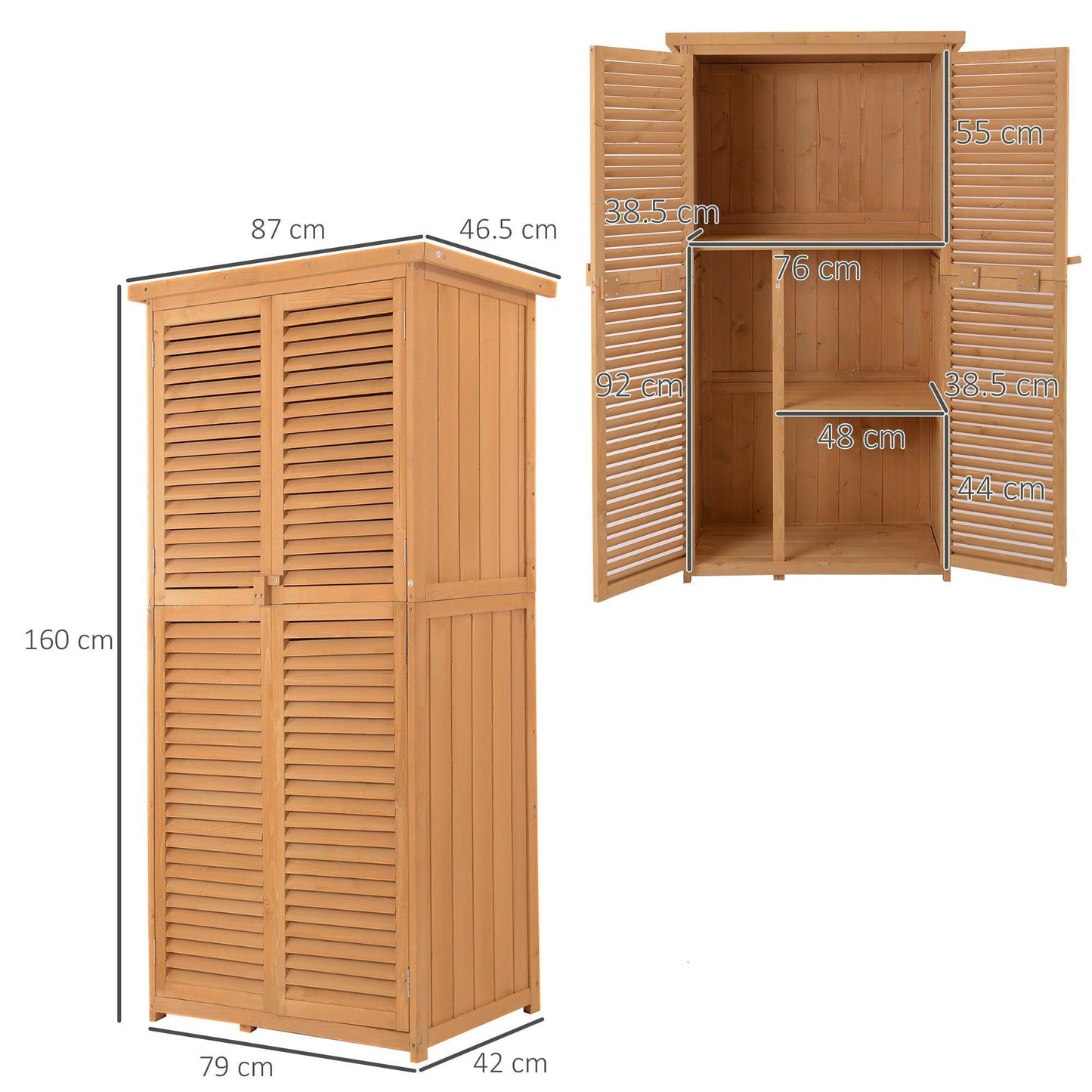 Outsunny Wooden Garden Storage Shed - Asphalt Roof, Lockable Doors - ALL4U RETAILER LTD