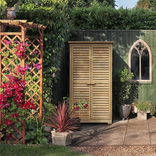 Outsunny Wooden Garden Storage Shed, Compact Utility Unit - ALL4U RETAILER LTD
