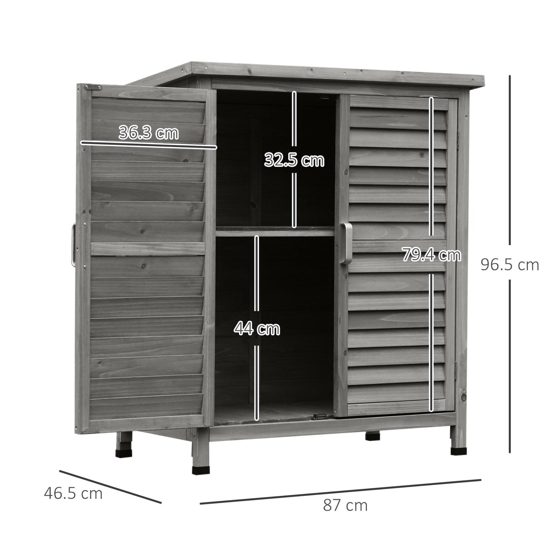 Outsunny Wooden Garden Storage Shed - Grey, 87x47x97cm - ALL4U RETAILER LTD