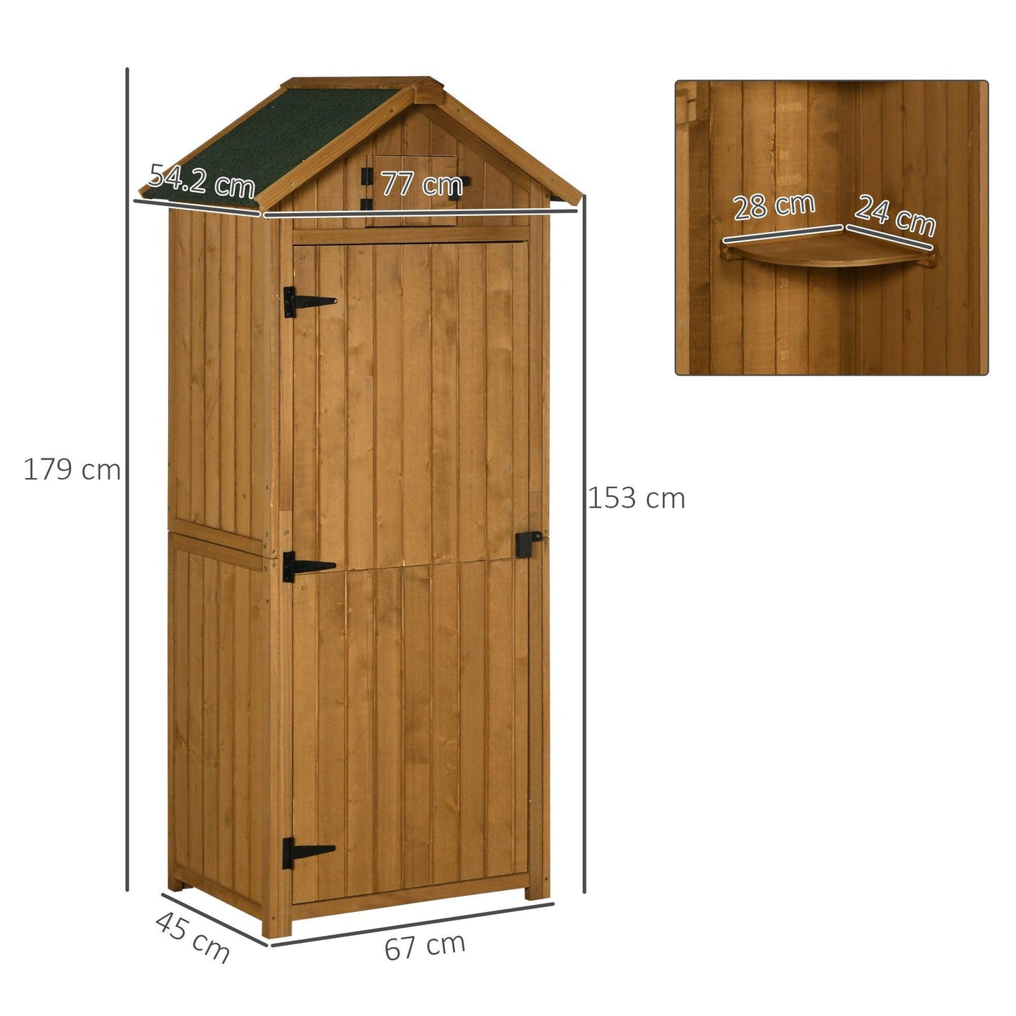 Outsunny Wooden Garden Storage Shed - Vertical Tool Cabinet (Brown) - ALL4U RETAILER LTD