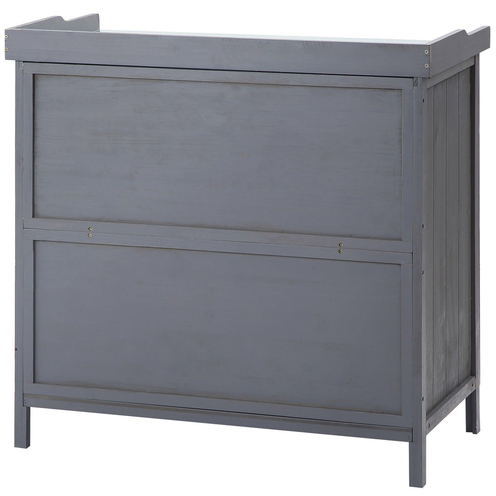 Outsunny Wooden Garden Storage Shed with Potting Bench - Grey - ALL4U RETAILER LTD