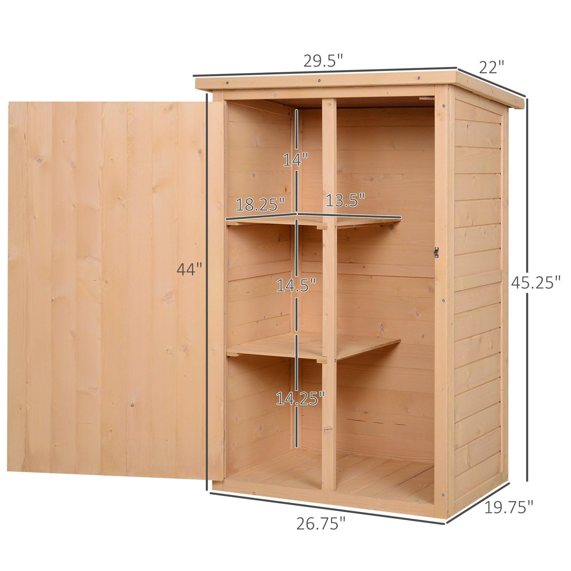 Outsunny Wooden Garden Tool Storage Shed - 75x56x115cm - ALL4U RETAILER LTD