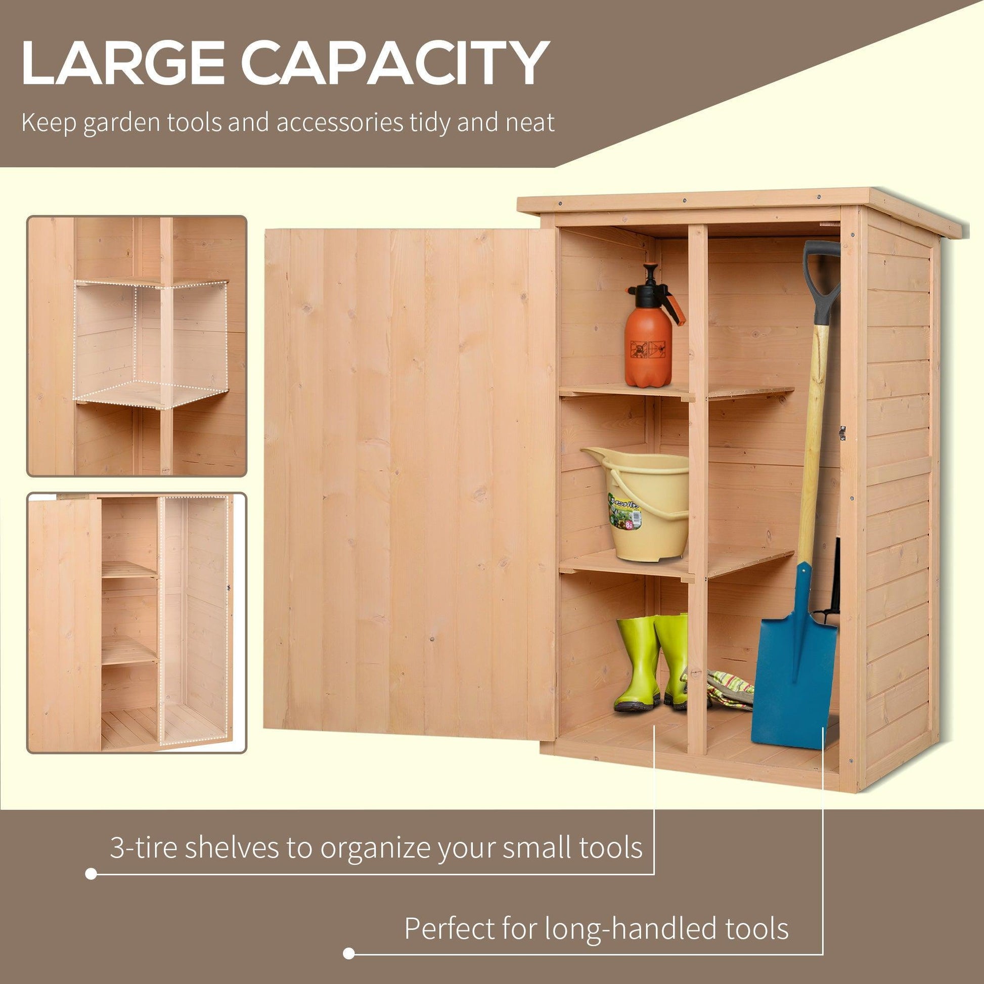 Outsunny Wooden Garden Tool Storage Shed - 75x56x115cm - ALL4U RETAILER LTD