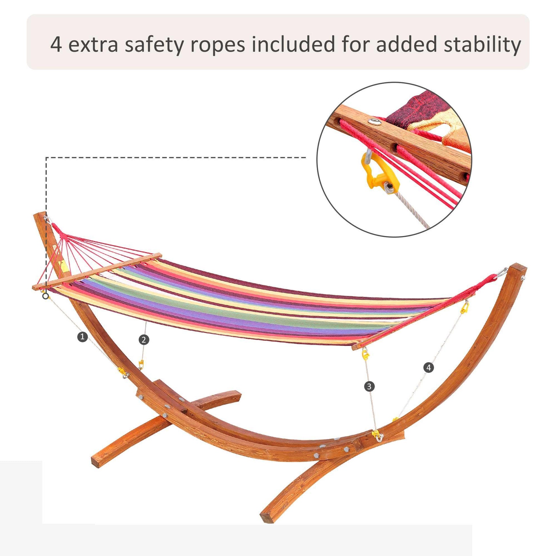 Outsunny Wooden Hammock with Arc Stand - ALL4U RETAILER LTD