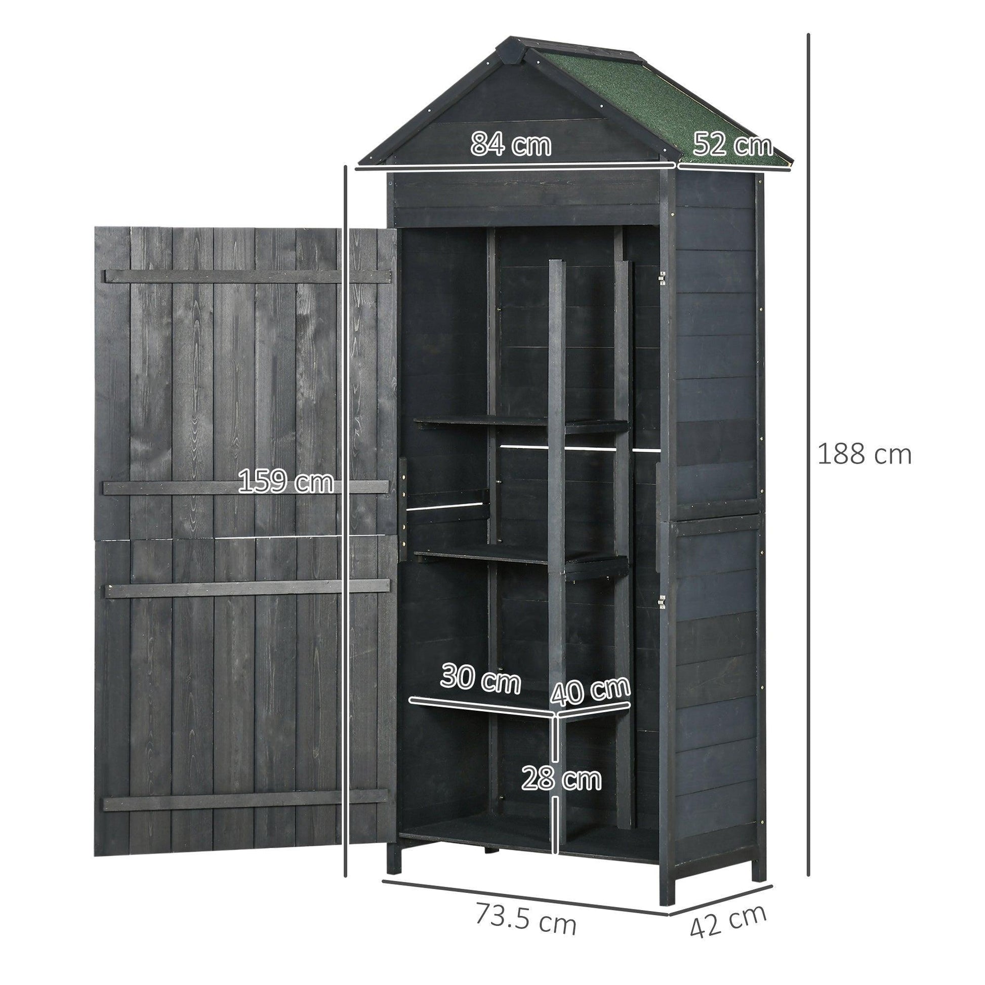 Outsunny Wooden Outdoor Garden Shed - Grey - ALL4U RETAILER LTD